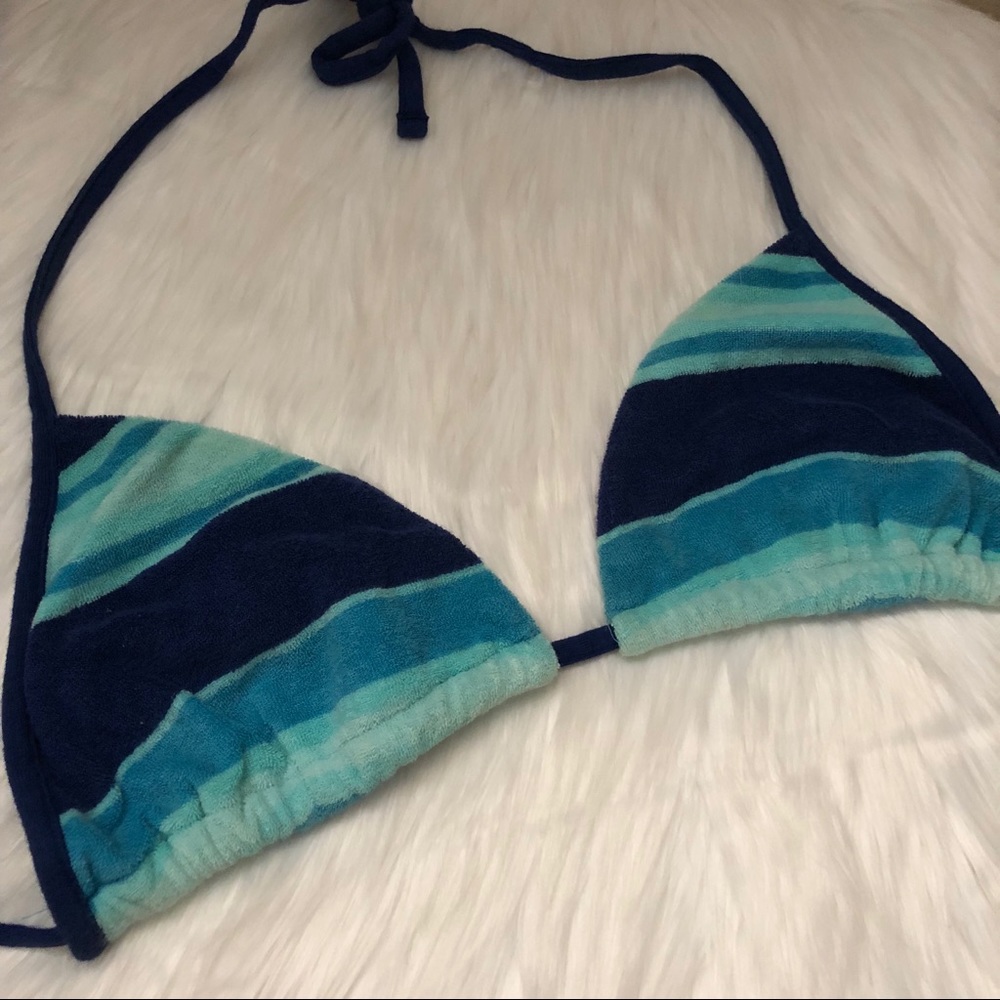Express Terry Cloth Blue Striped Bikini Top